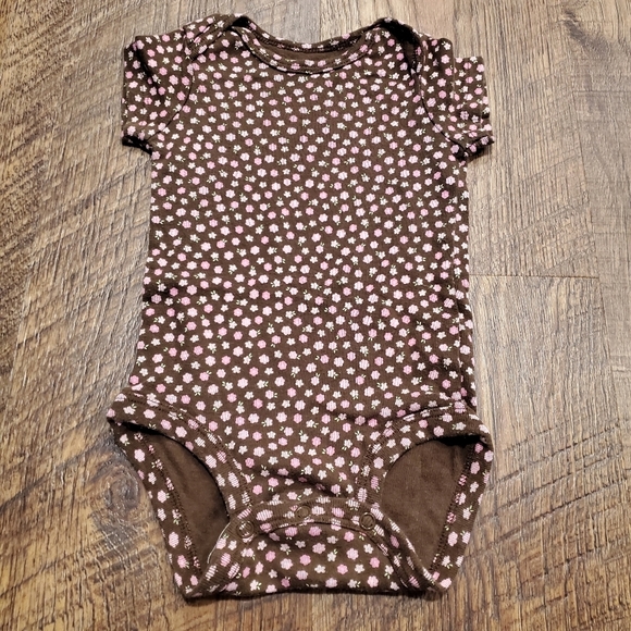 Carters Child of Mine Brown White Pink Bodysuit Cotton Baby Girl One Piece 3-6M - Picture 1 of 5